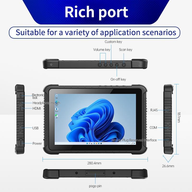 10.1'' Rugged Military Tablet IP65 Anti-drop, N5100/8GB/128GB