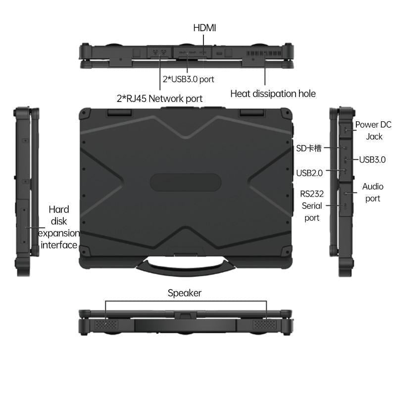 SINSMART Rugged Laptop Computer I7 Core 11th Generation Industrial Computer 14-Inch Hd Screen Ip65 Drop-Proof Dual Batteries Customizable Portable Drone Optional Car Bracket