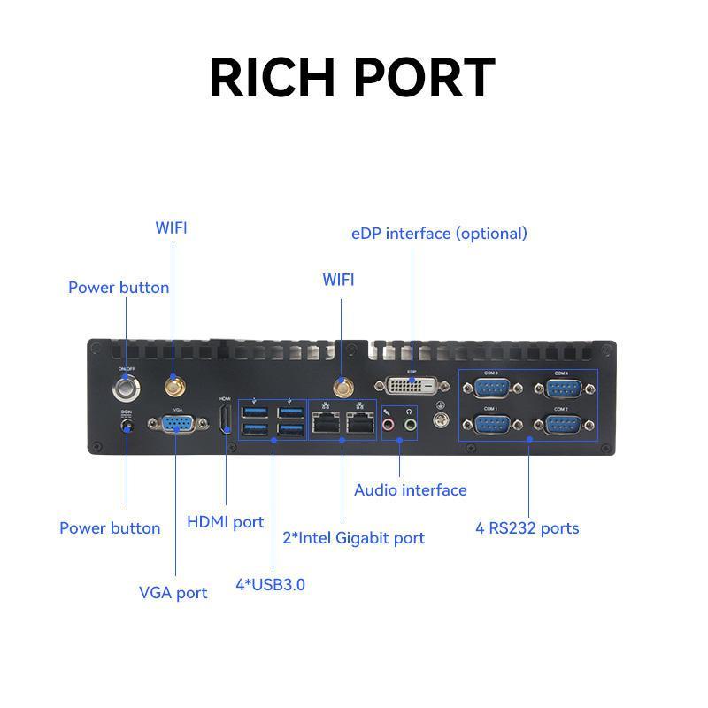 Embedded Fanless Computer, Intel® Core™ I5-8500T 4G/1T/19v